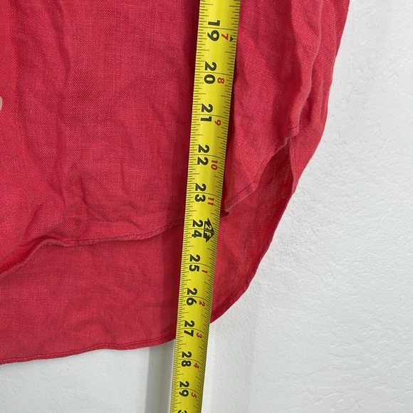 Lauren Ralph Lauren Women's 100% Linen Short-Sleeve Button Up Shirt Size 6 Red - Picture 8 of 12
